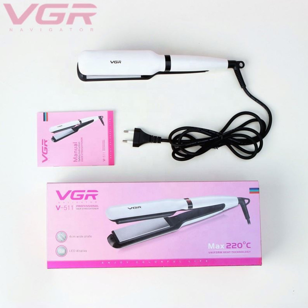 VGR V511 Flat Iron Anti-Static Flat Iron With Ceramic Plates And Lcd Display Hair Straightener