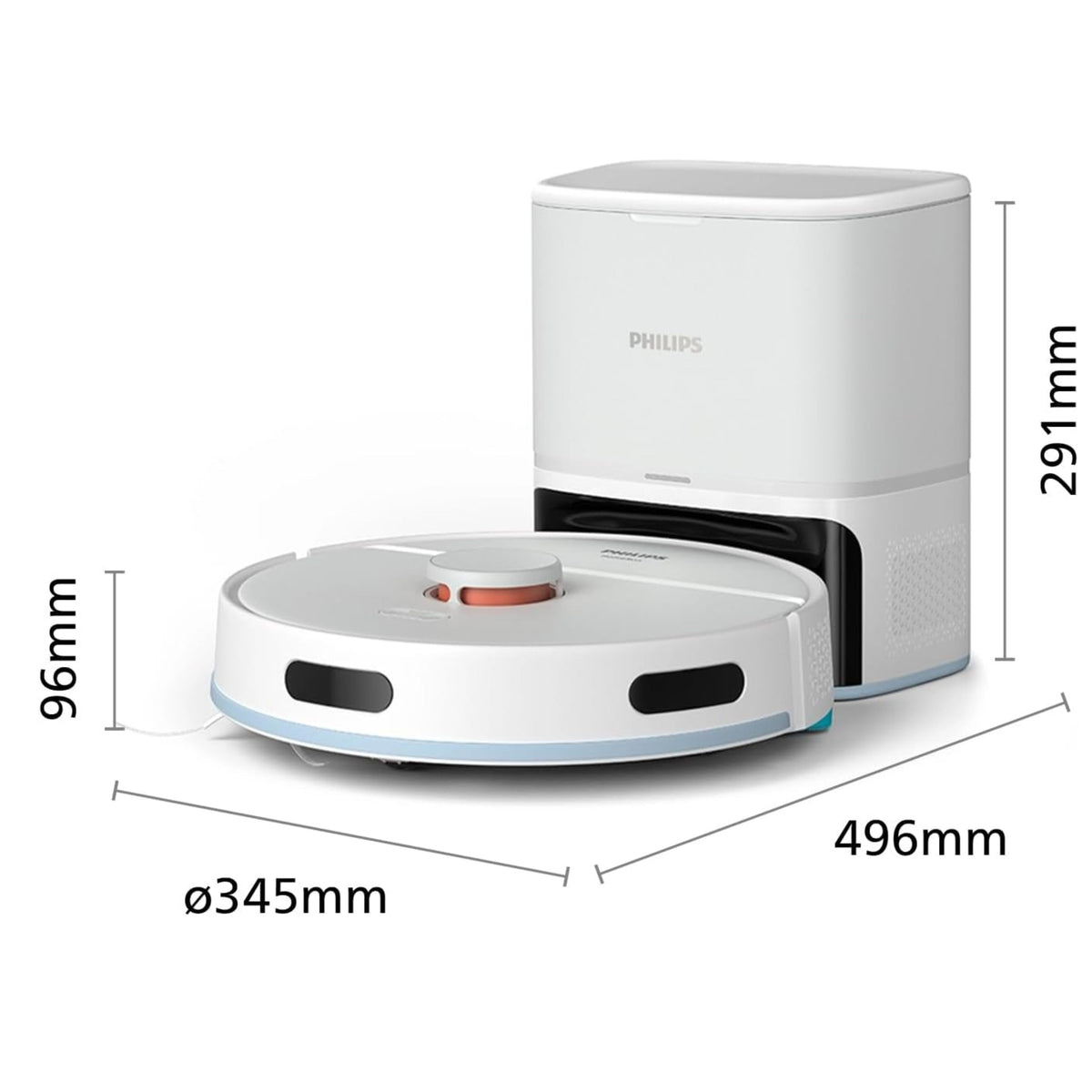 Philips 2000 Series Robot Vacuum Cleaner - 2700 Pa Suction, Laser Navigation, HomeRun App, Auto Emptying Station, 130 minutes Working Time, Carpet Mode.