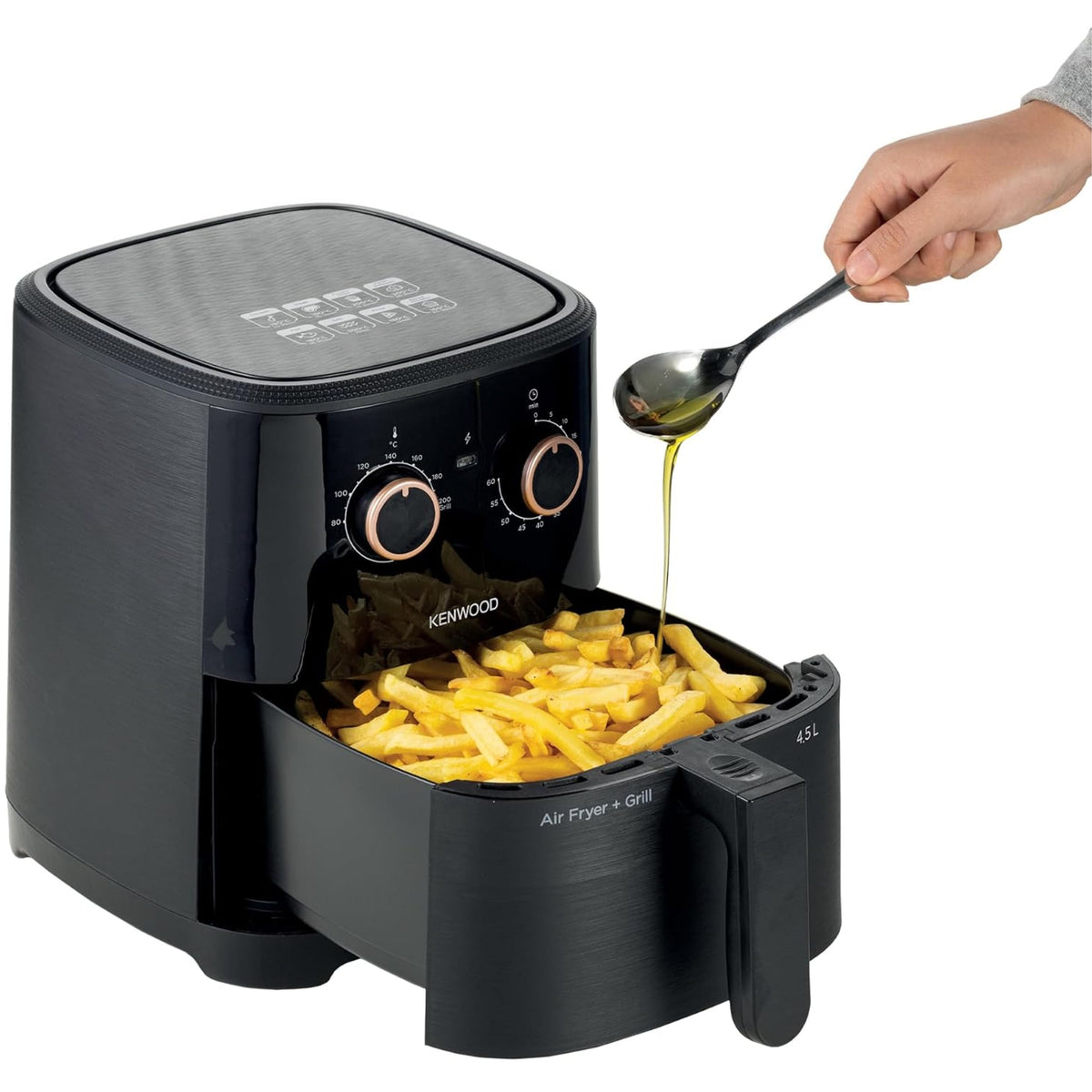 KENWOOD Airfryer + Grill XL 4.5L 1300W Air Fryer with Grill Function, Recipe Book, Rapid Hot Air Circulation for Frying, Grilling, Broiling, Roasting,...