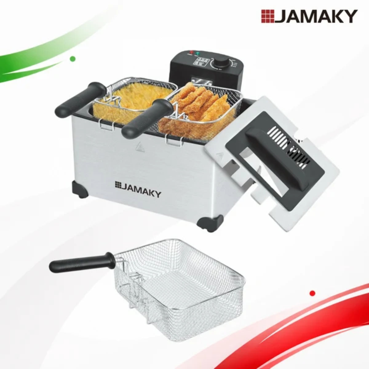 Jamaki Electric Fryer 5 Liter Stainless Steel 2400 Watt - jmk5015