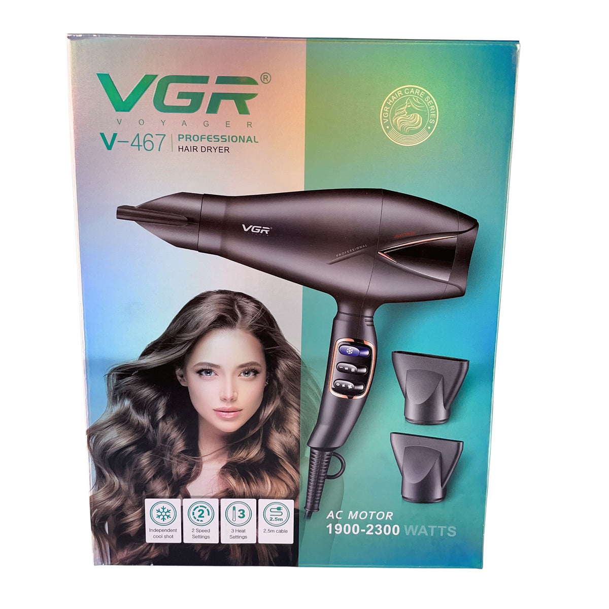 Vgr V-467 New Design 1900-2300w Powerful Electric High Speed Salon Professional Hair Dryer