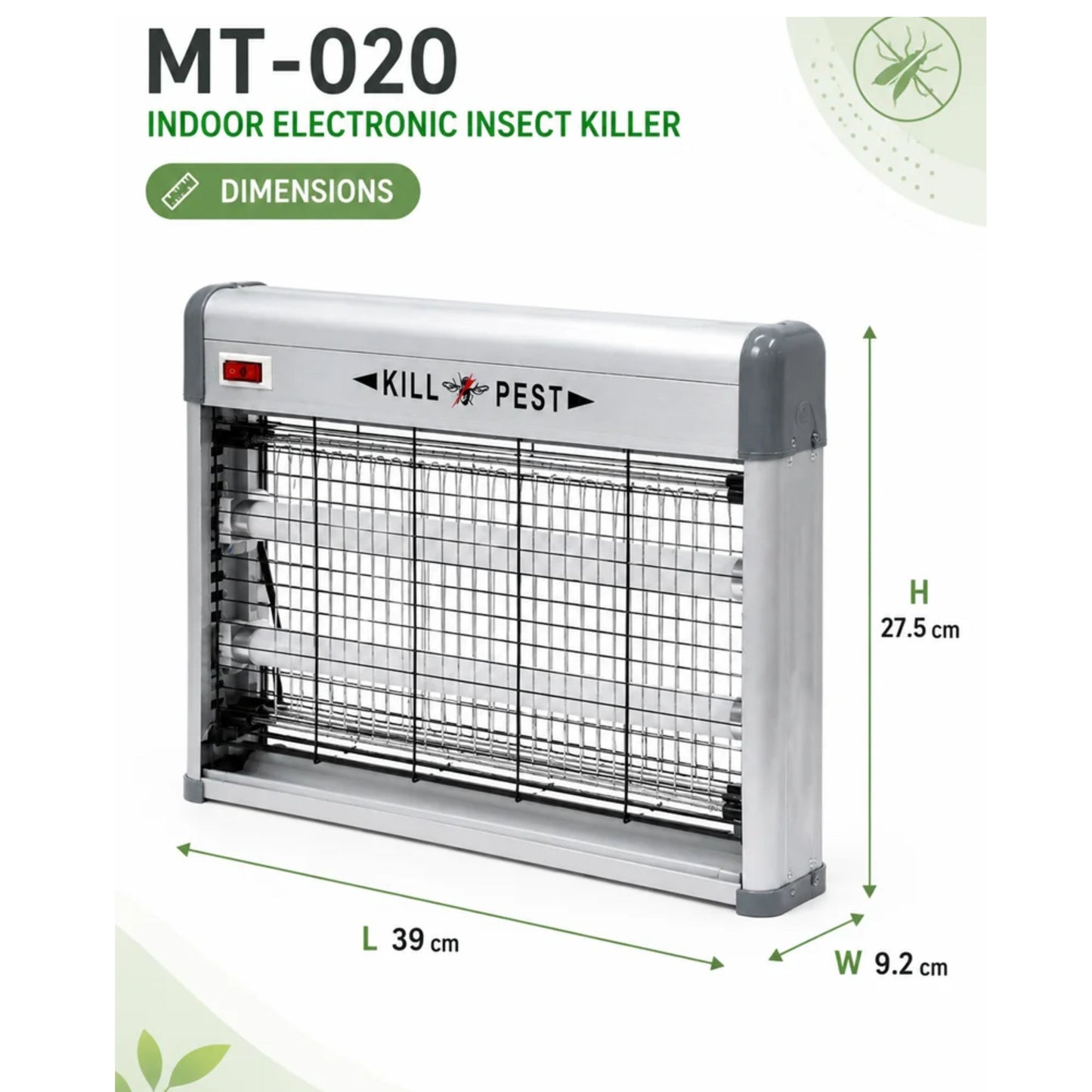 20W Indoor Electronic Insect Killer with Protective Aluminium Cover  (L39 x W9.2 x H27.5)cm