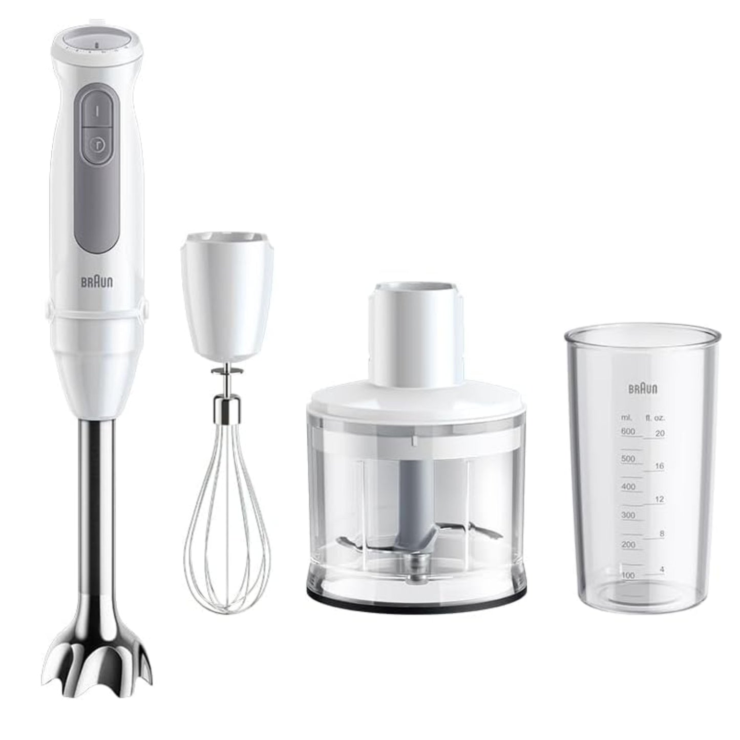 Braun MultiQuick 5 Hand Blender 1000W with Beaker, 500ml Chopper, Whisk, PowerBell VPlus, 21 Speeds, SplashControl for Chopping, Masala Grinding, Chutney, Puree, Smoothie, Soup, Shake