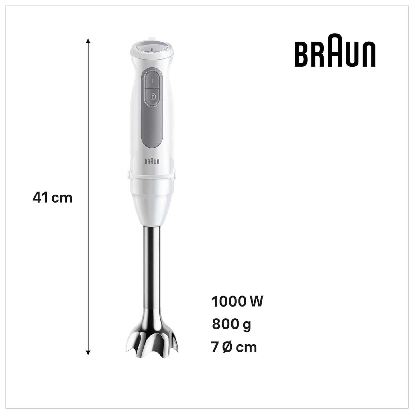 Braun MultiQuick 5 Hand Blender 1000W with Beaker, 500ml Chopper, Whisk, PowerBell VPlus, 21 Speeds, SplashControl for Chopping, Masala Grinding, Chutney, Puree, Smoothie, Soup, Shake