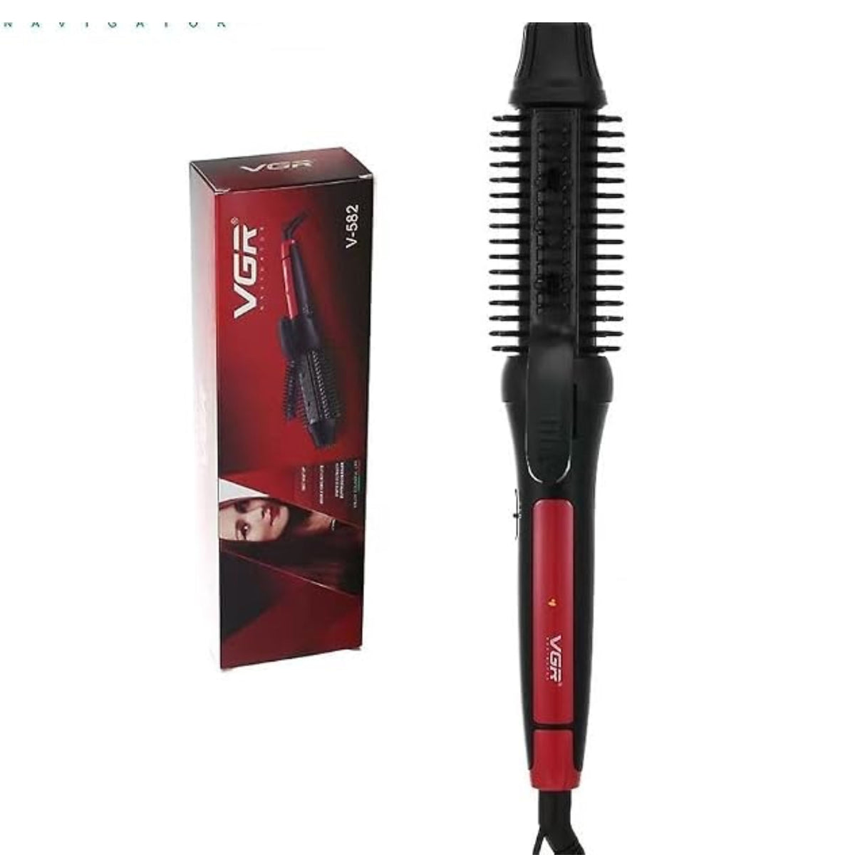VGR V-582 Professional Original Heated Hair Brush, High Gloss Ceramic Handle Hot Bristle 19mm