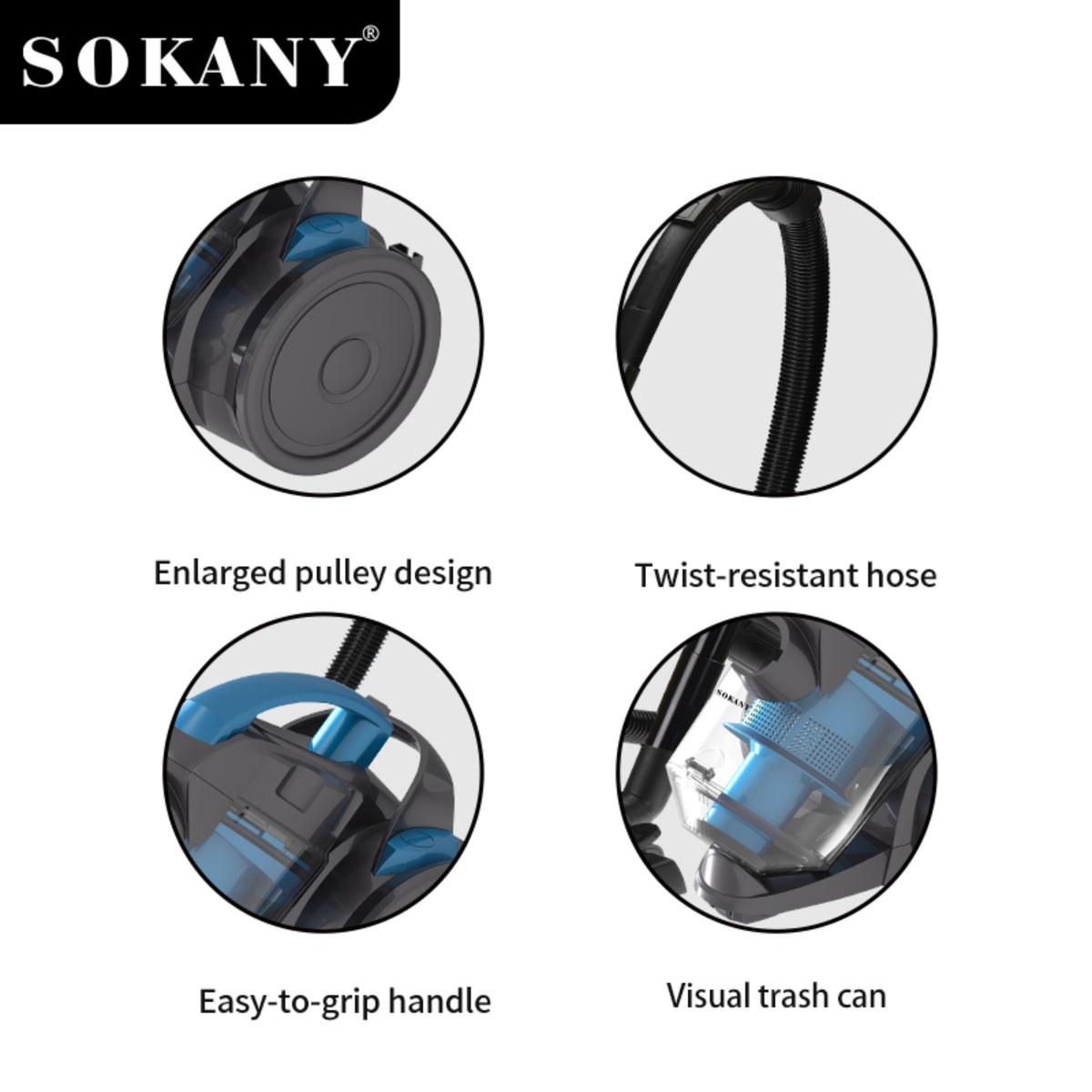 SOKANY Product 2600W High Power 1.8L  Handheld Vaccum Cleaner Machine Wet and Dry Hand Smart Vacuum Cleaner