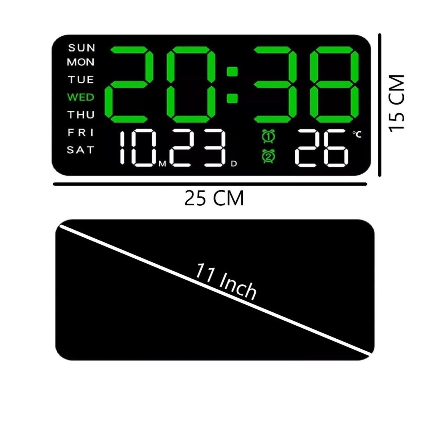 Digital Wall and Desk watch  with remote control - 25 cm