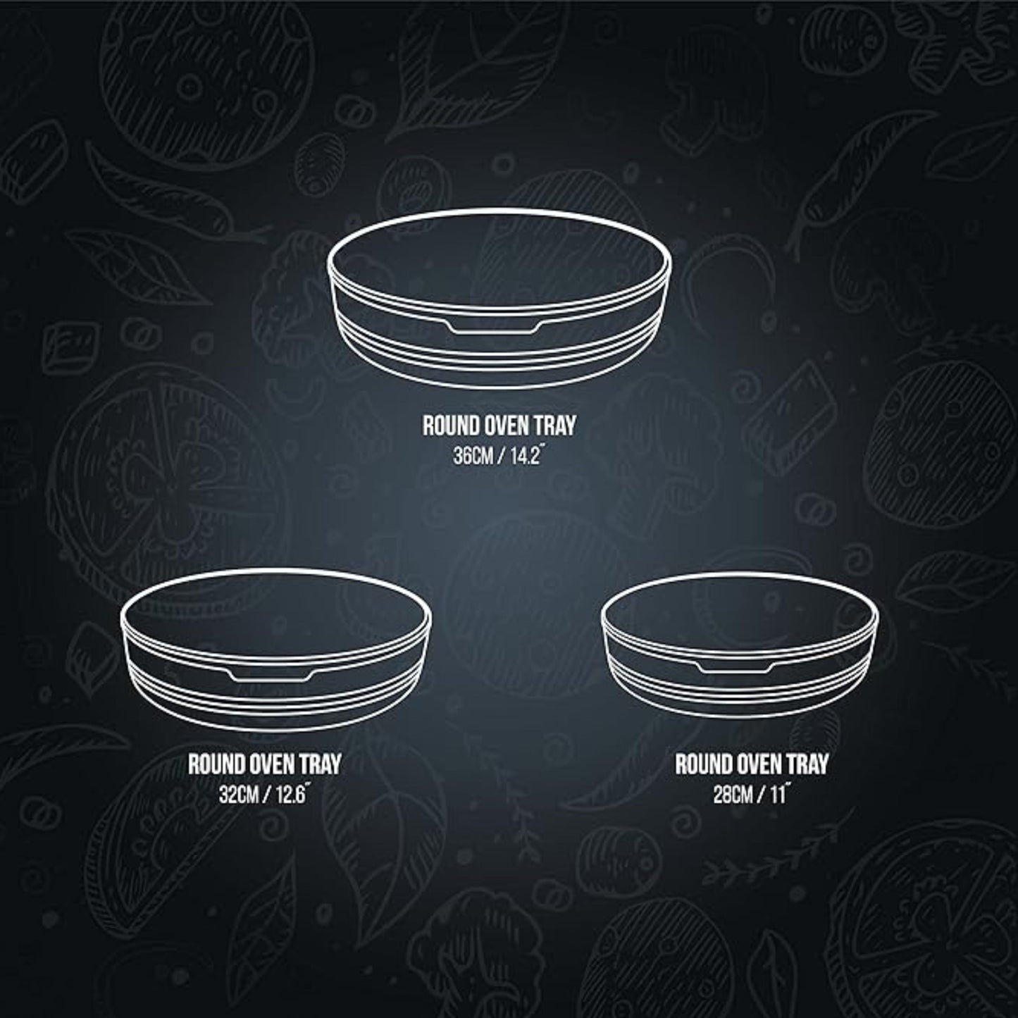 Müller Kitchen Baking Tray Set (Marble Cladding, for Induction) 3 PIECE MULTIPURPOSE TRAY SET: 28cm , 32cm , 36cm