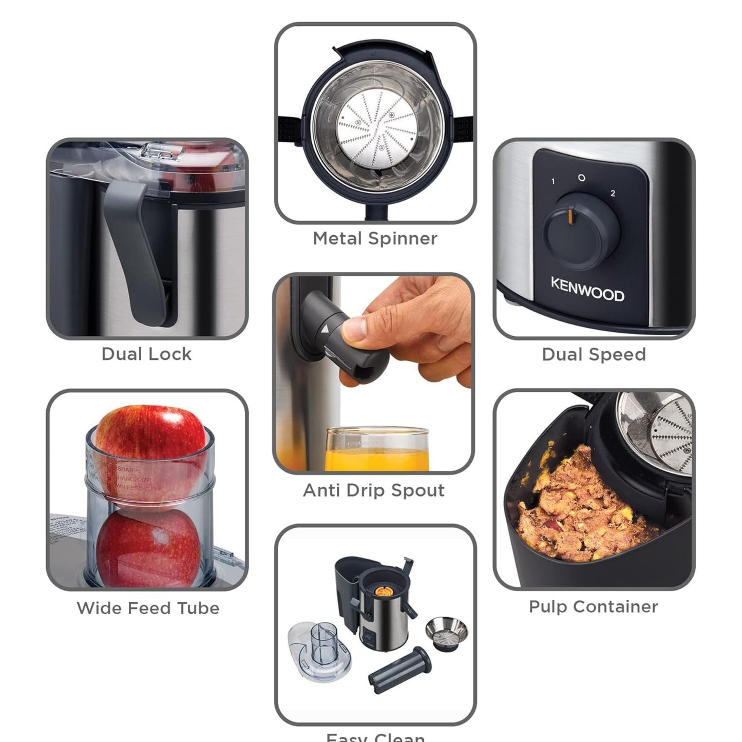 Kenwood Juicer 700W Stainless Steel Juice Extractor
