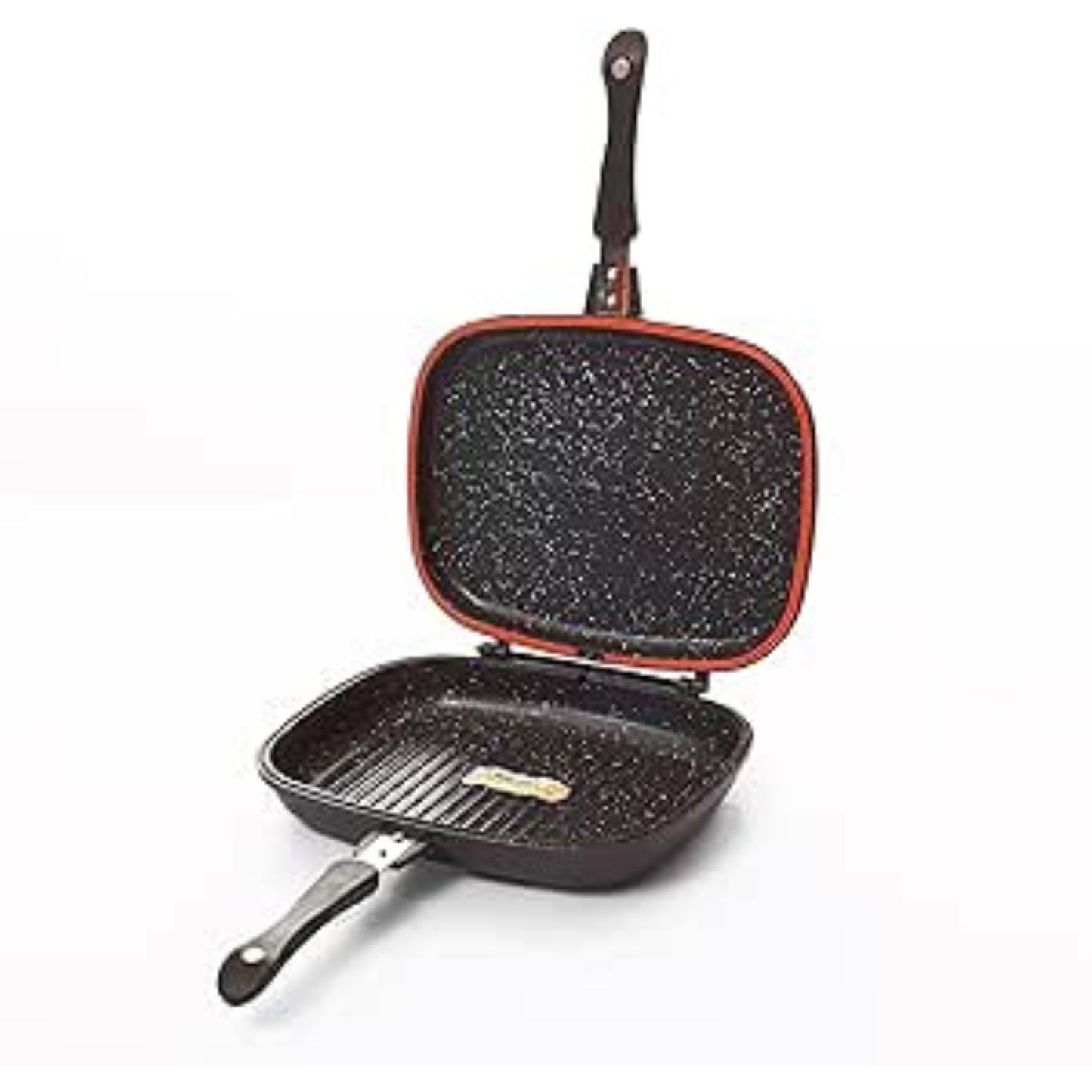 Müller Kitchen  Double Frying Pan, German Marble Granite Non-Stick Die-Cast Aluminium, PFOA Free, Scratch Resistance, 32 cm, Black