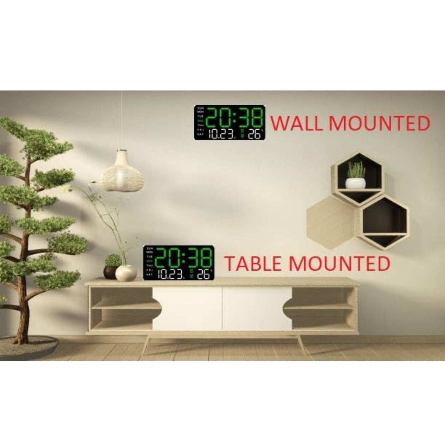Digital Wall and Desk watch  with remote control - 25 cm