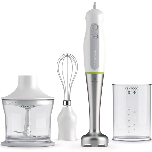 Kenwood Hand Blender, Stainless Steel Wand, 700W, 0.5L Chopper, 0.5L Beaker, Whisk, Turbo Function, Triblade Technology, , White