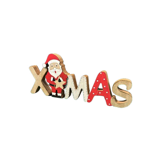 Wooden Christmas Sign With Red H=13cm-W=30cm
