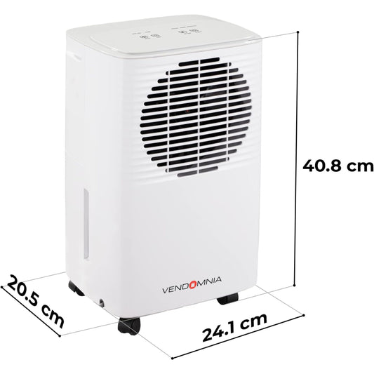 Vendomnia Dehumidifier - 10 L/Day, 2 L Container, up to 15 m², Electric, Digital Display, Timer, Auto Mode
