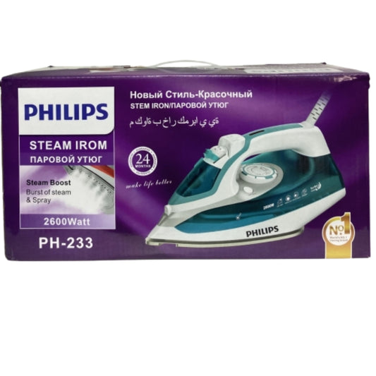 Phillips Electric Steam Iron Ceramic Cover Steam Iron 2600W - Blue color