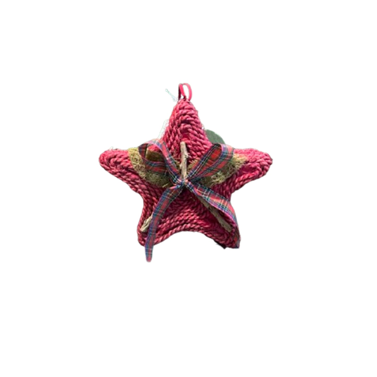 Red jute string wrapped red berry  Star - 16 cm