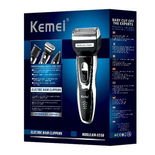 KEMEI 3-in-1 Electric Shaver 3D Smart Control Razor for Men Type-C Rechargeable with Beard Machine Face Gift