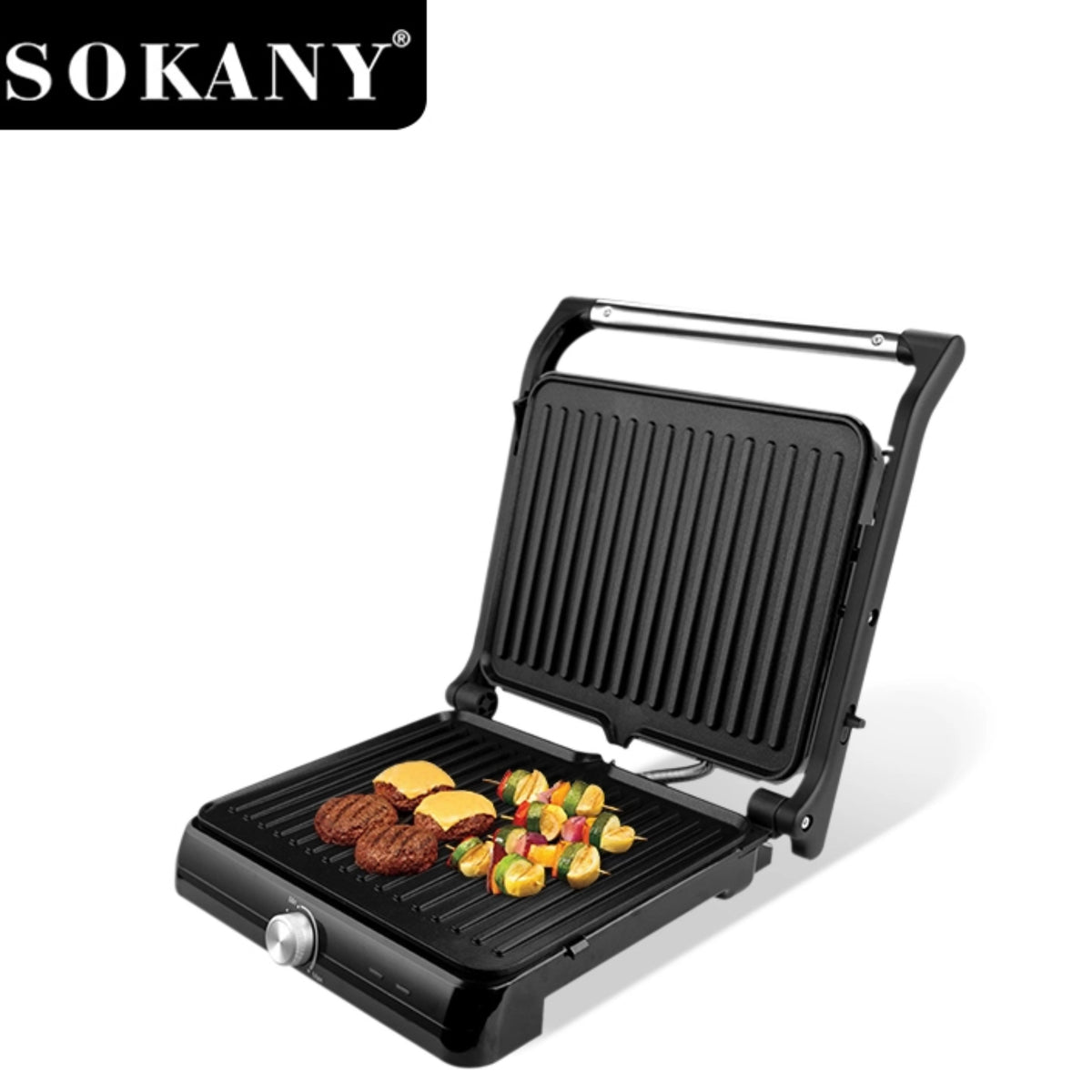 SOKANY Temperature-Adjustable Electric Grill Maker with Non-stick Teflon Coating and Skid-resistant Feet