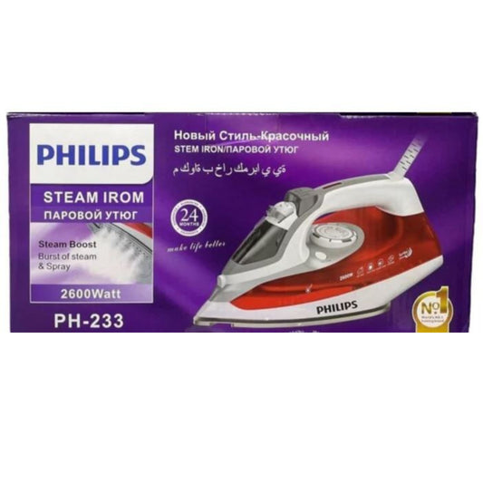 Philips Electric Steam Iron Ceramic Cover Steam Iron 2600W - Red color