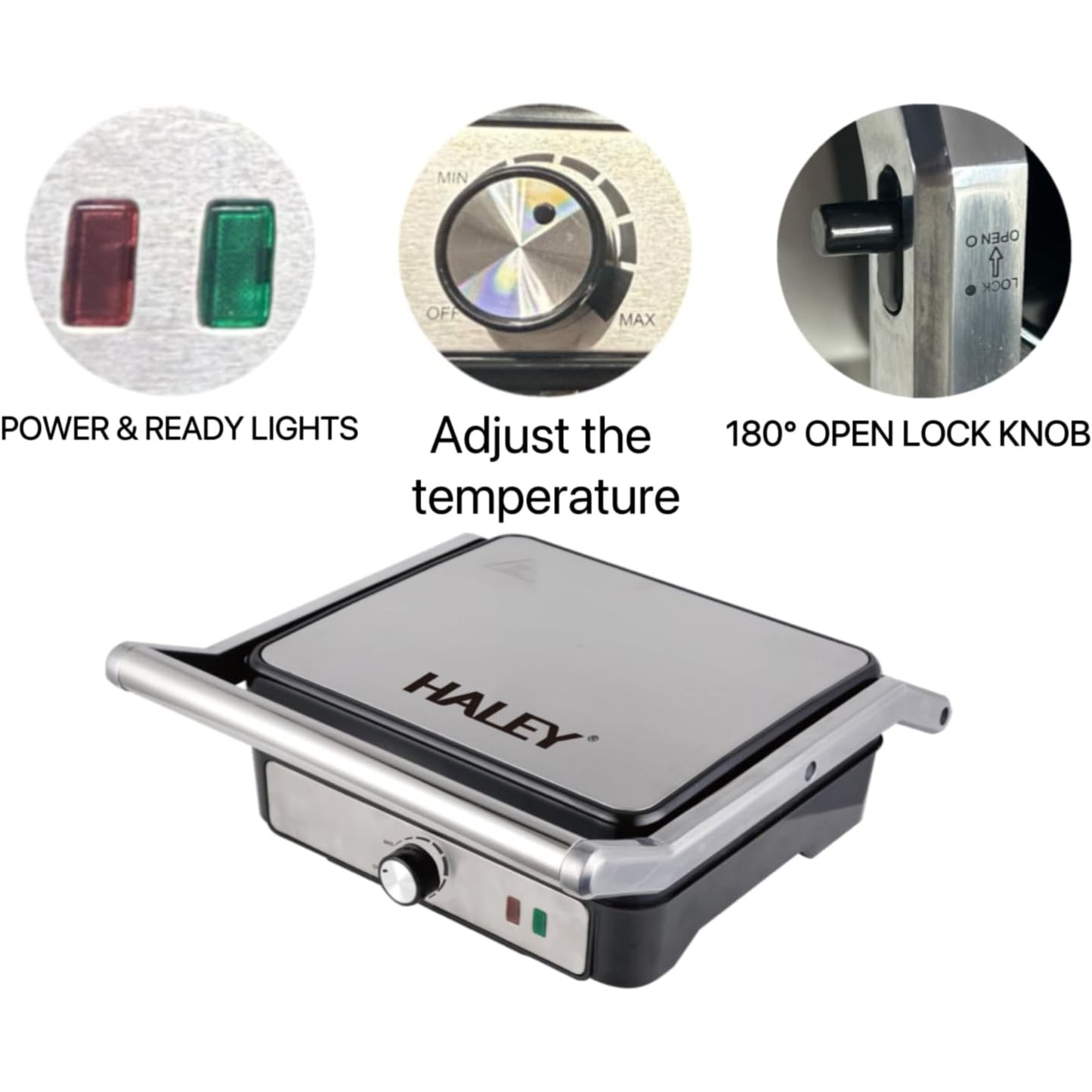 HALEY big Sandwich Maker Grill & Toaster Electric 2000W |BBQ,Standard Size Fits 4 Bread Slice 2000W