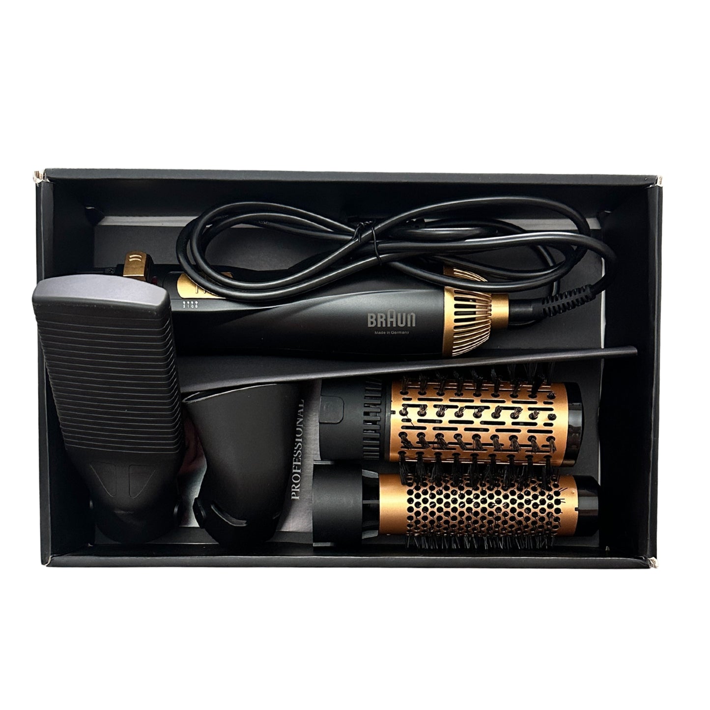Braun 6-in-1  Blow and Dry Caring Air Styler - Hair Dryer Hot Brush and Hair Curler for Mid to Long Length Hair 4 Attachments 1000 Watts