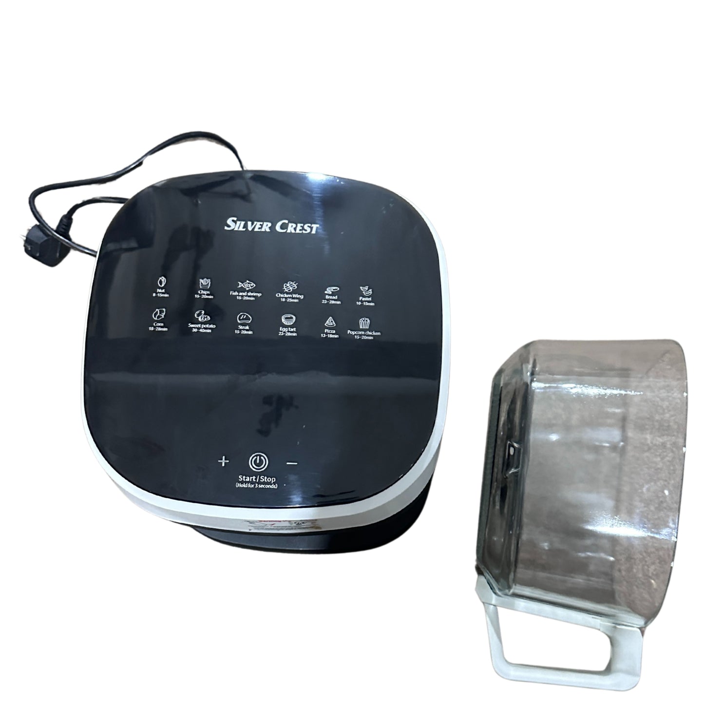 Silver Crest Digital Air Fryer with Glass  Basket for less toxicity  2400W 8.5L - Black