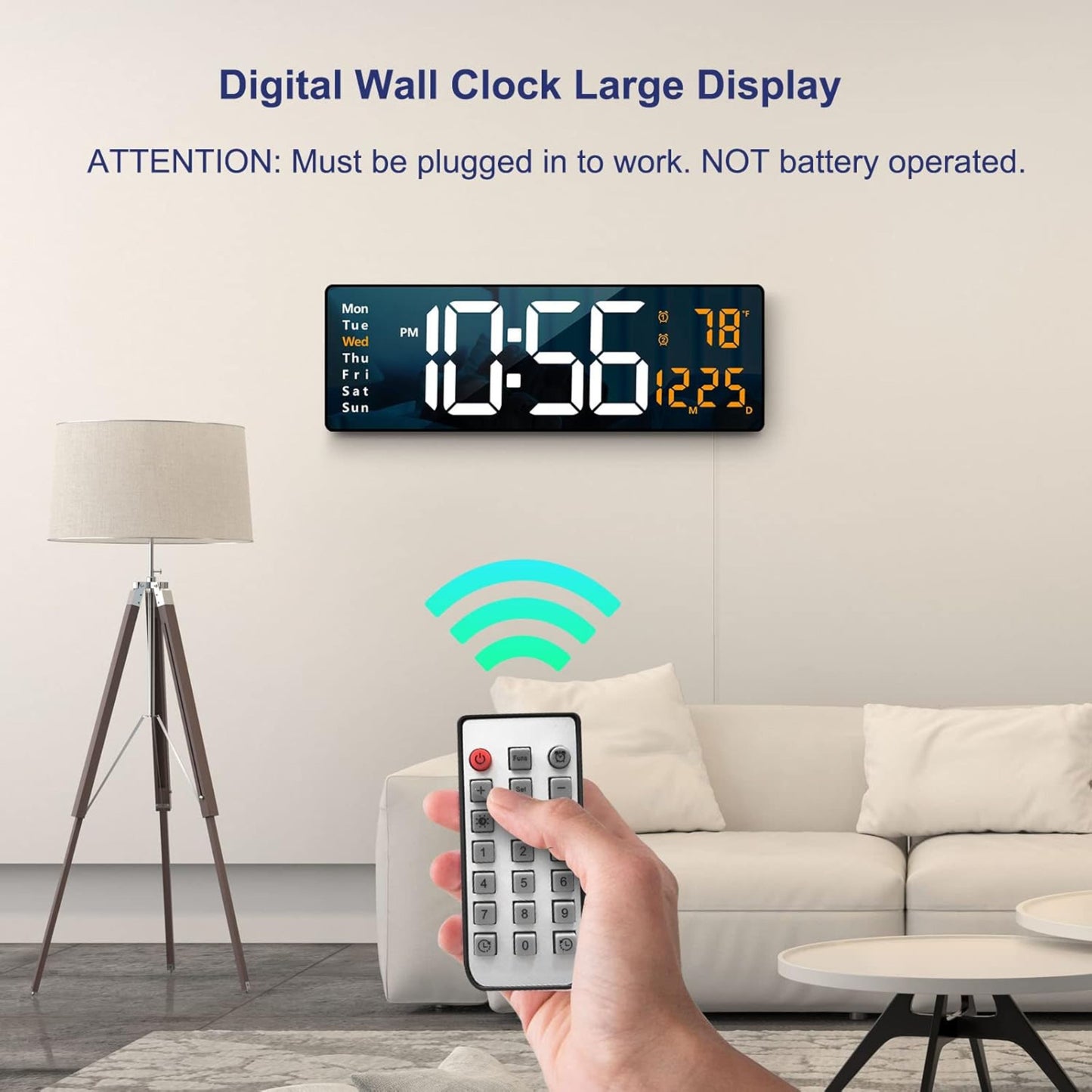 Digital Wall and Desk watch  with remote control - 25 cm  32x15cm