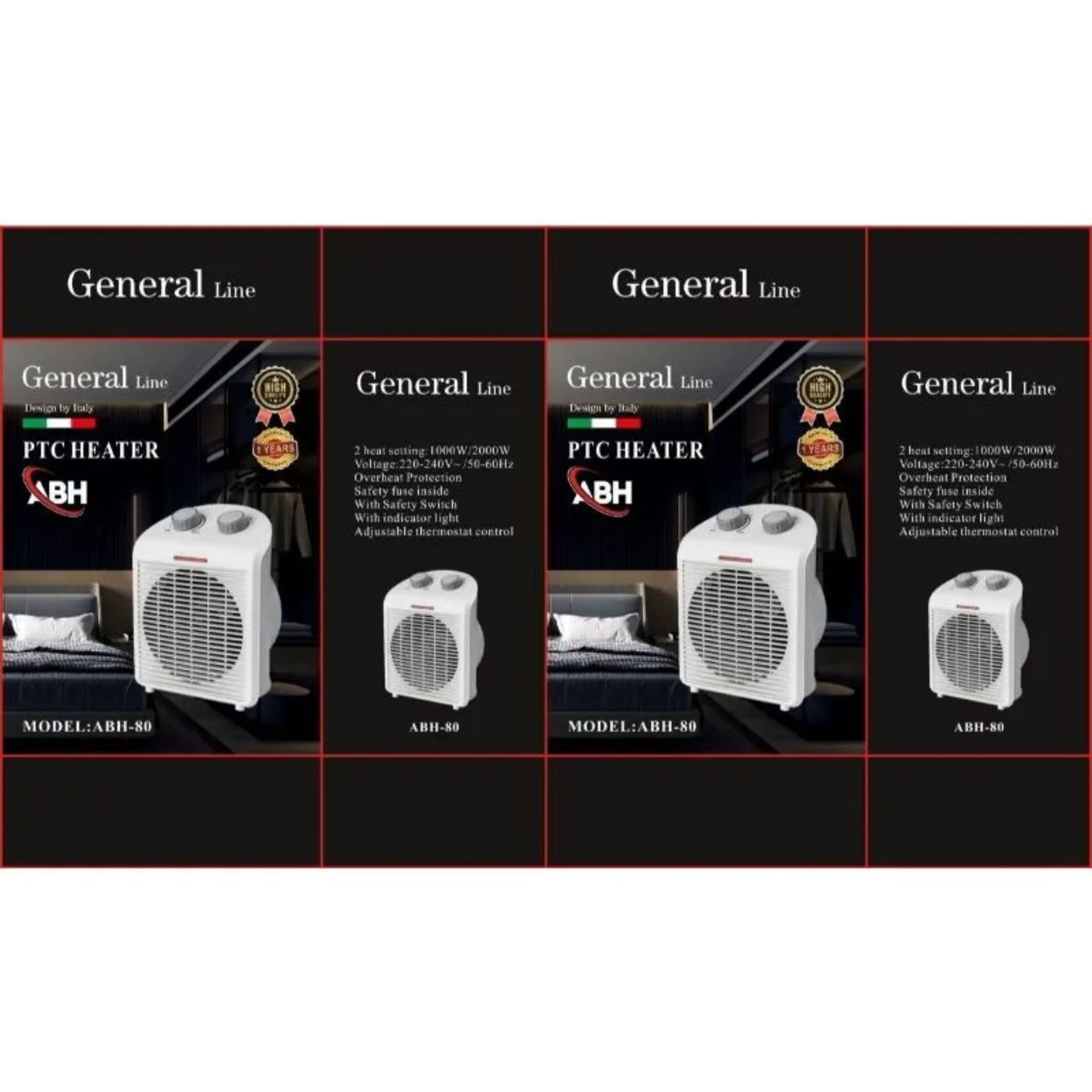 General Line – Fan Heater, 2 heating settings 1000W/2000W, with overheat protection