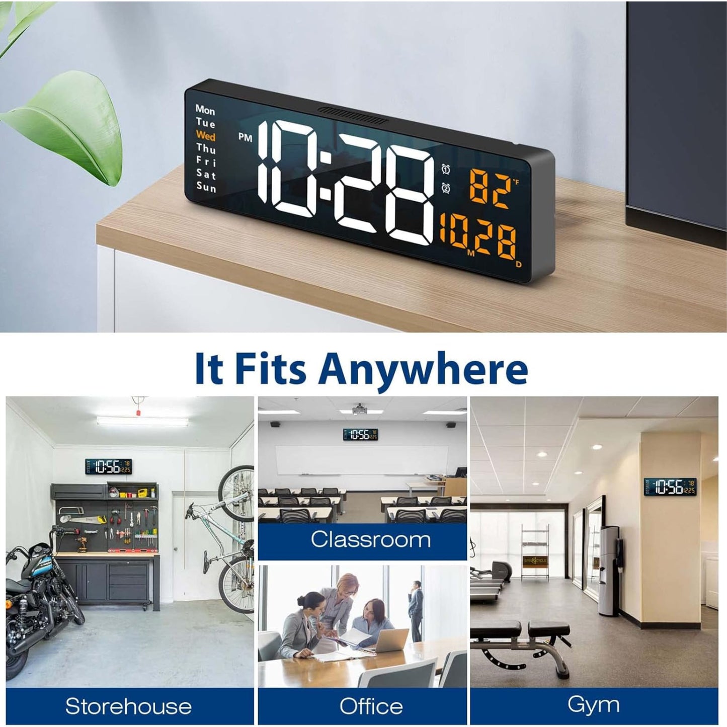 Digital Wall and Desk watch  with remote control - 25 cm  32x15cm