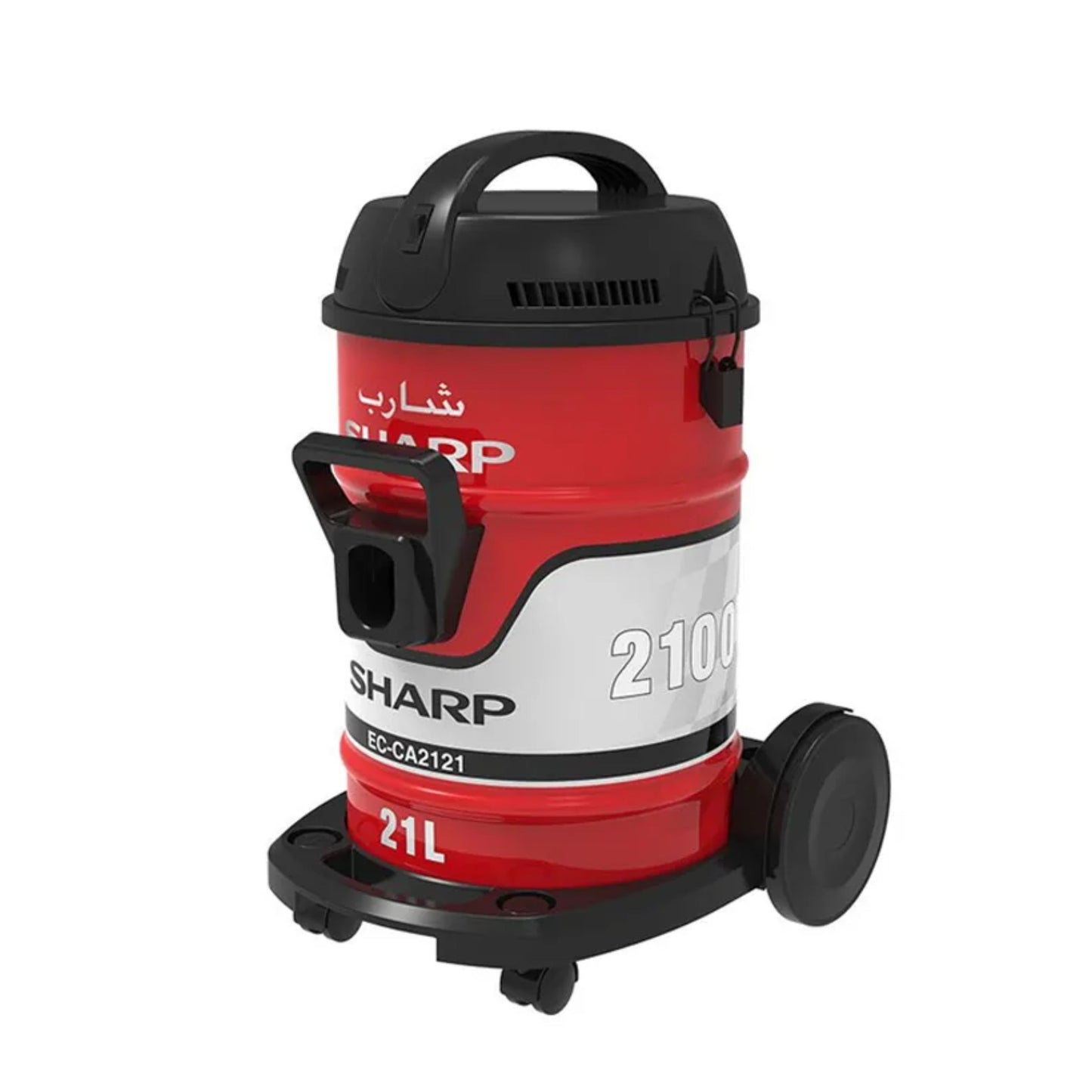 SHARP 2100W Barrel Vacuum Cleaner with 21L Dust Capacity 100% Copper Motor SMS Filter 8m Cable Red –