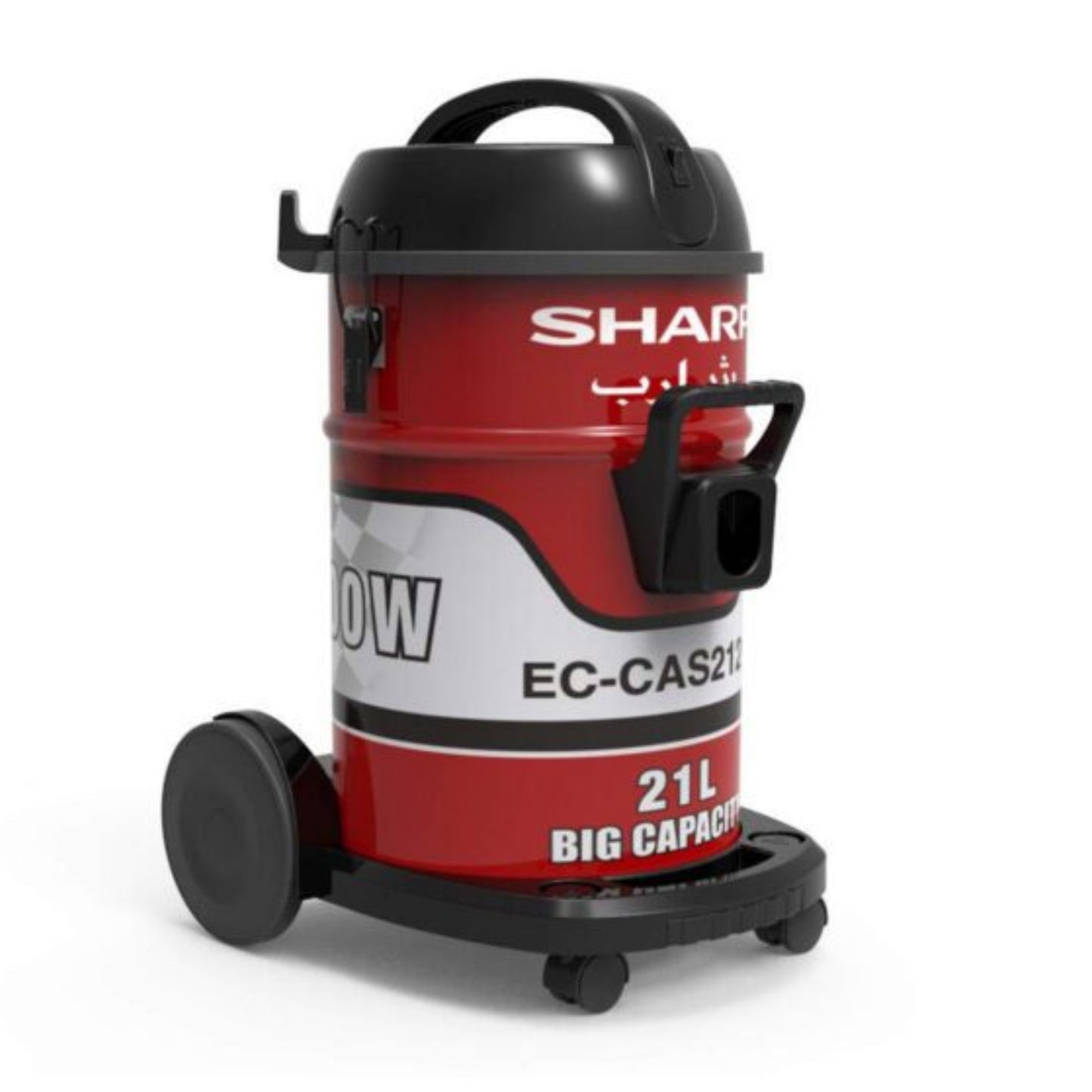 SHARP 2100W Barrel Vacuum Cleaner with 21L Dust Capacity 100% Copper Motor SMS Filter 8m Cable Red –