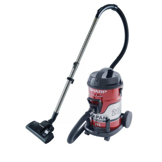 SHARP 2100W Barrel Vacuum Cleaner with 21L Dust Capacity 100% Copper Motor SMS Filter 8m Cable Red –