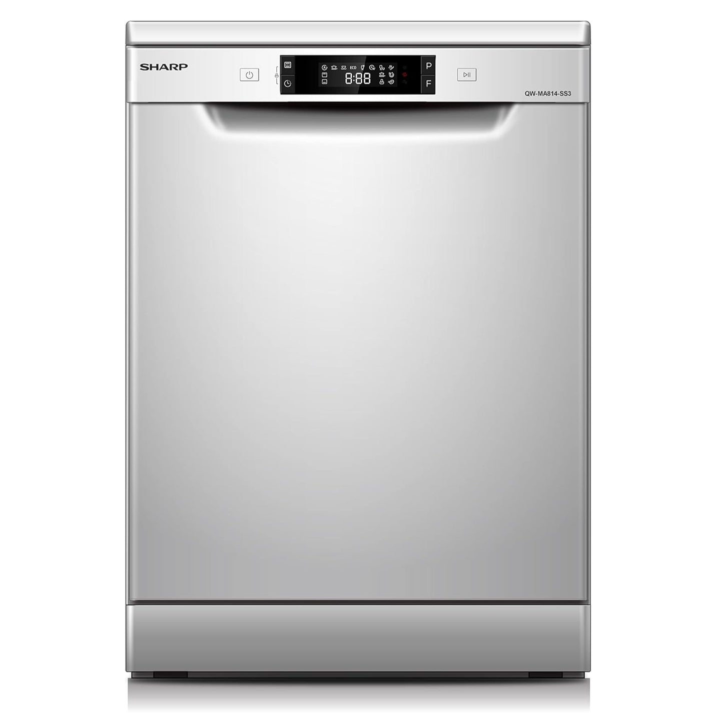 Sharp 8 Programs 14 Place Settings 3 Layered, Stainless Steel Tub Free Standing Dishwasher Silver ~ "Min 1 year manufacturer warranty" with digital screen