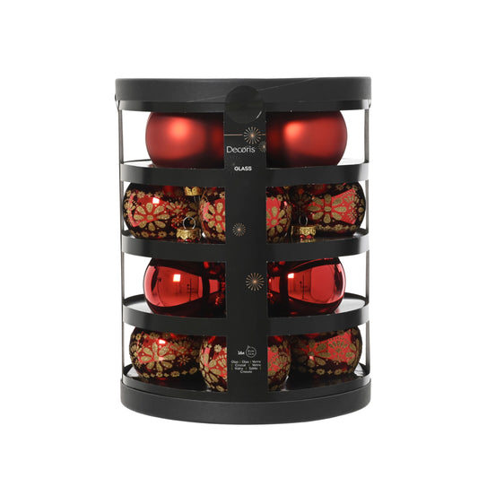 Baubles glass shiny, matt, décor mix 8cm  16 pcs