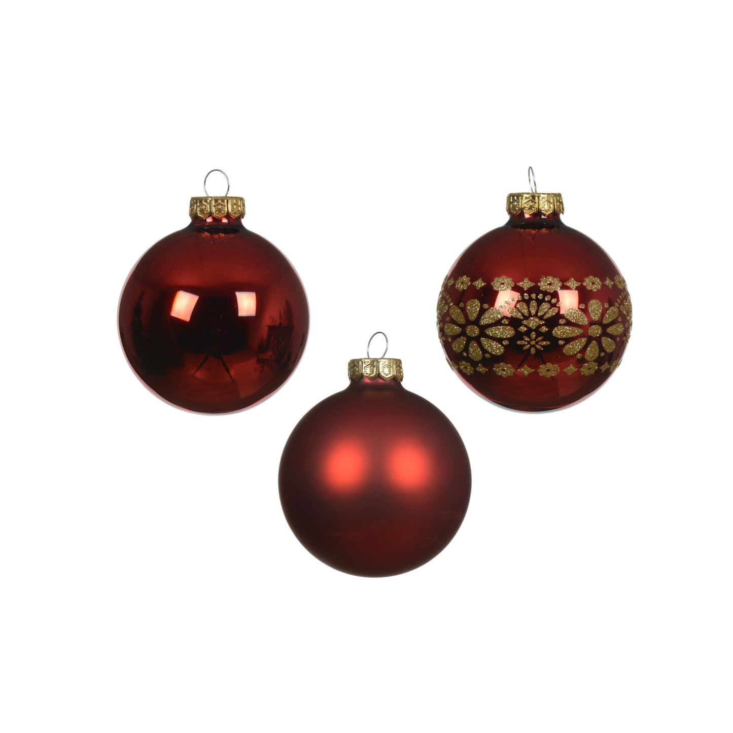 Baubles glass shiny, matt, décor mix 8cm  16 pcs