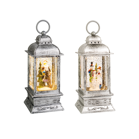 LED water spinner plastic lantern steady BO indoor L.10.5cm x W.10.5cm x H.24cm