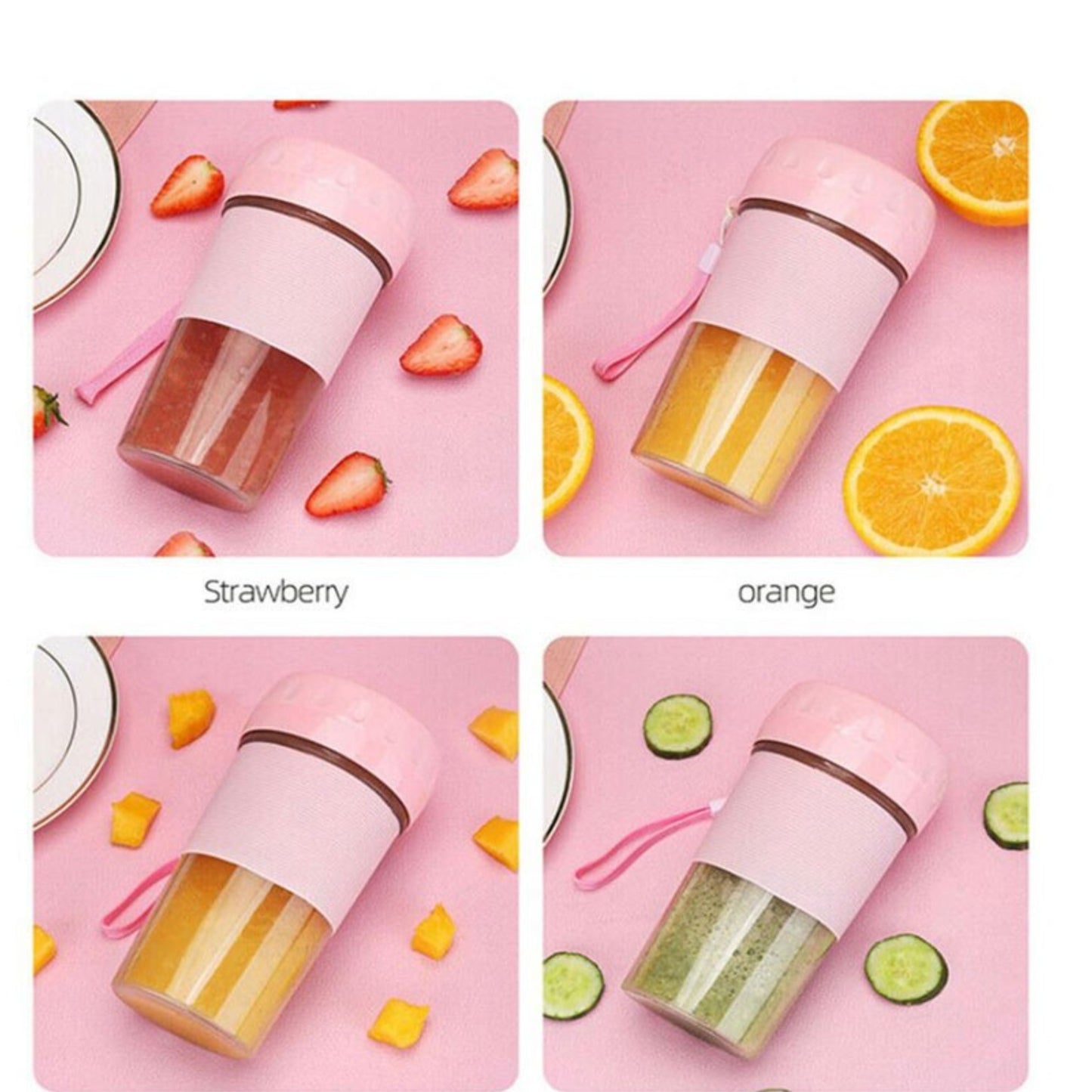 Jubake 300mL Portable Rechargeable Juice Maker (3.15 x 6.5)inch - Blue or  Pink