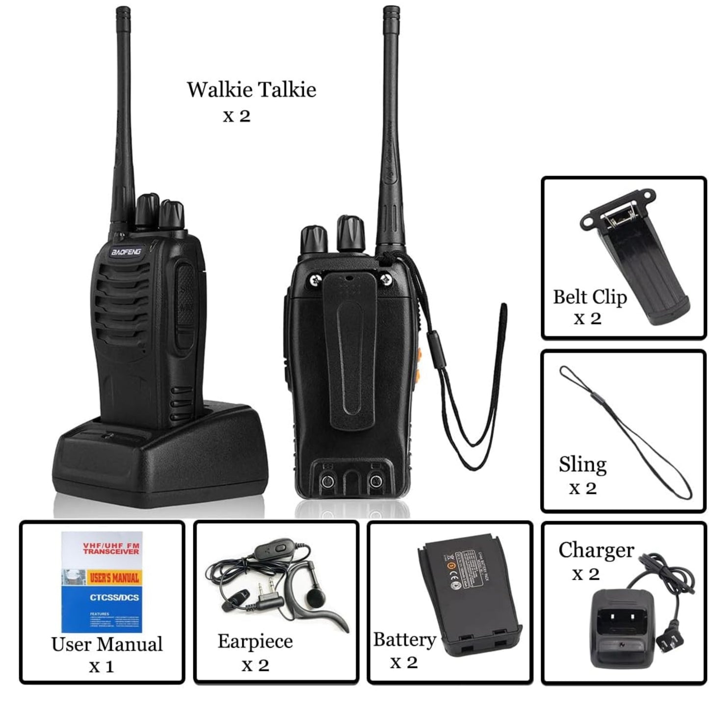 Baofeng Walkie Talkies Rechargeable Two-Way Radios for Adults Long Range Handheld Communicator Professional UHF Interphone 2 Pack Walky Talky Set...