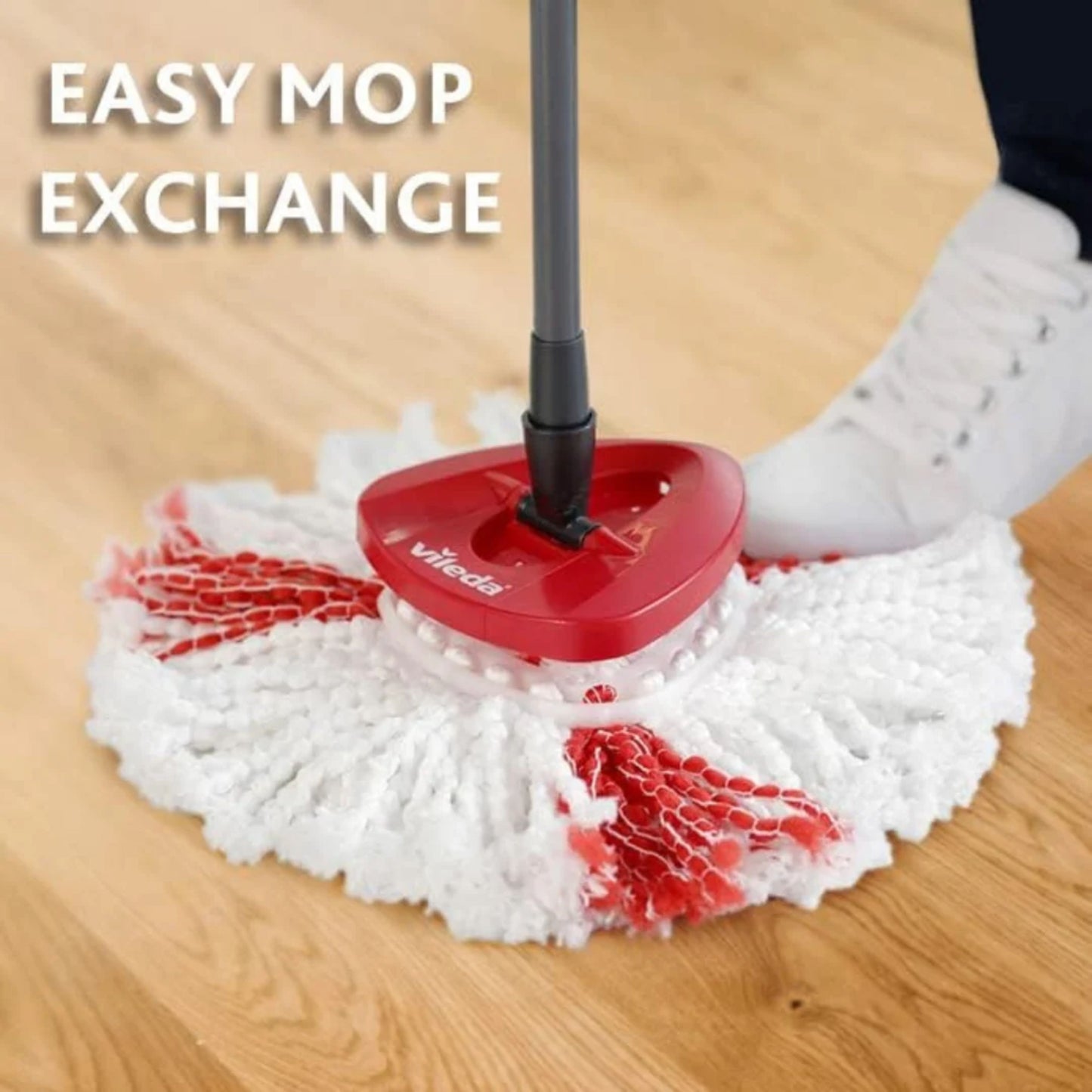 Vileda SKU Vileda Turbo Rotating Mop Bucket Set with Foot Pedal |Telescopic Handle 85 – 123 cm | Floor mop with spinning wringer | Turbo 2in1 Microfibre Mop Head