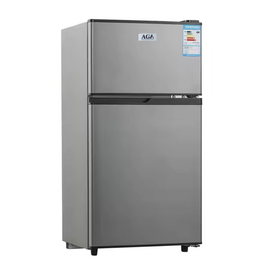AGA Counter Fridge Freezer - 100L Free Standing Fridge Freezer - with LED Light - Removable Shelves - Adjustable Thermostats and Legs  88.5cm  - White