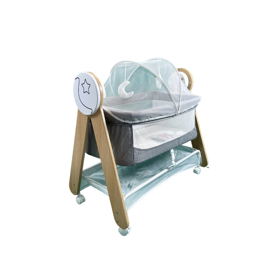 wooden moveable Crib With music and moskito net