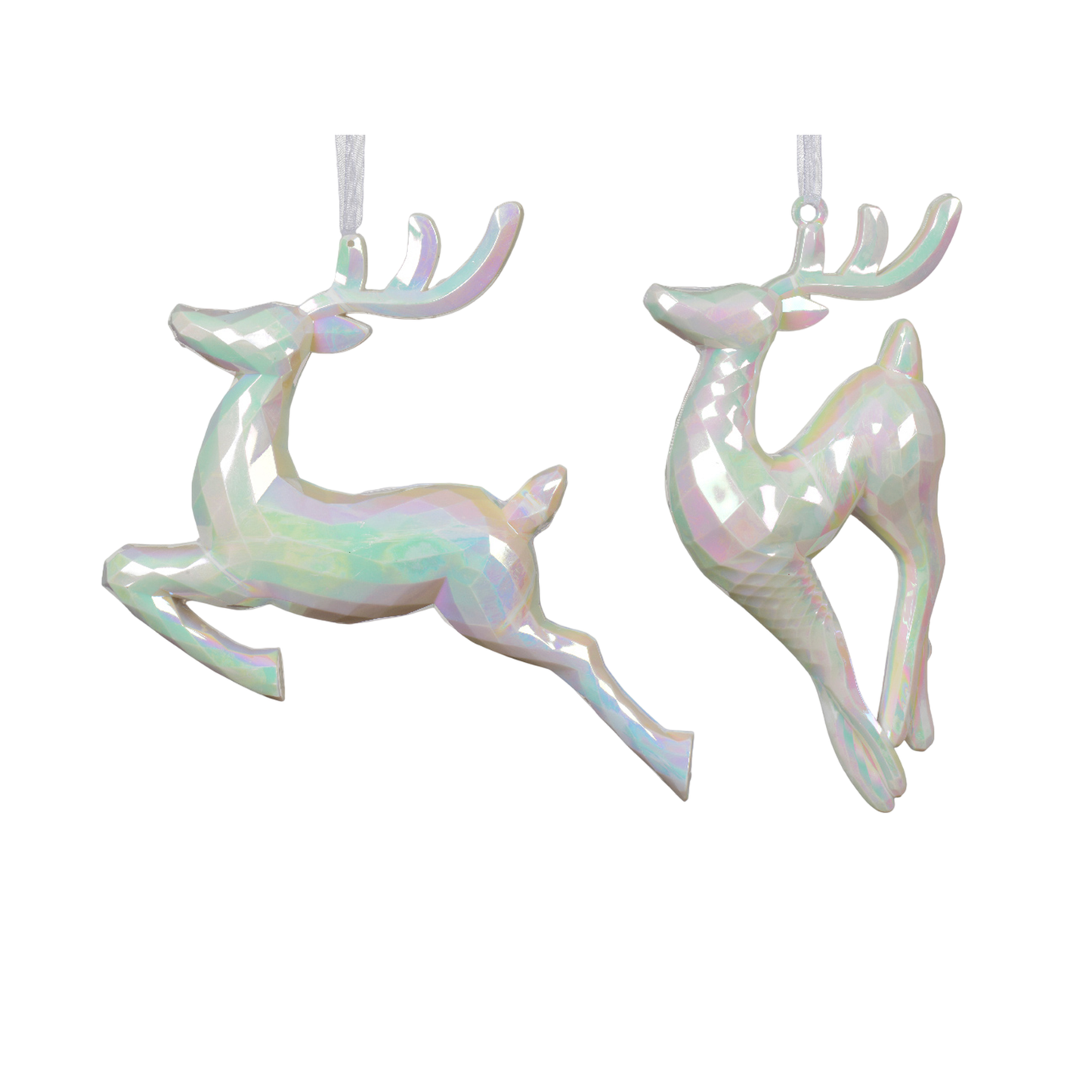 Iridescent White Reindeer Decoration L.4cm x W.18cm x H.16cm