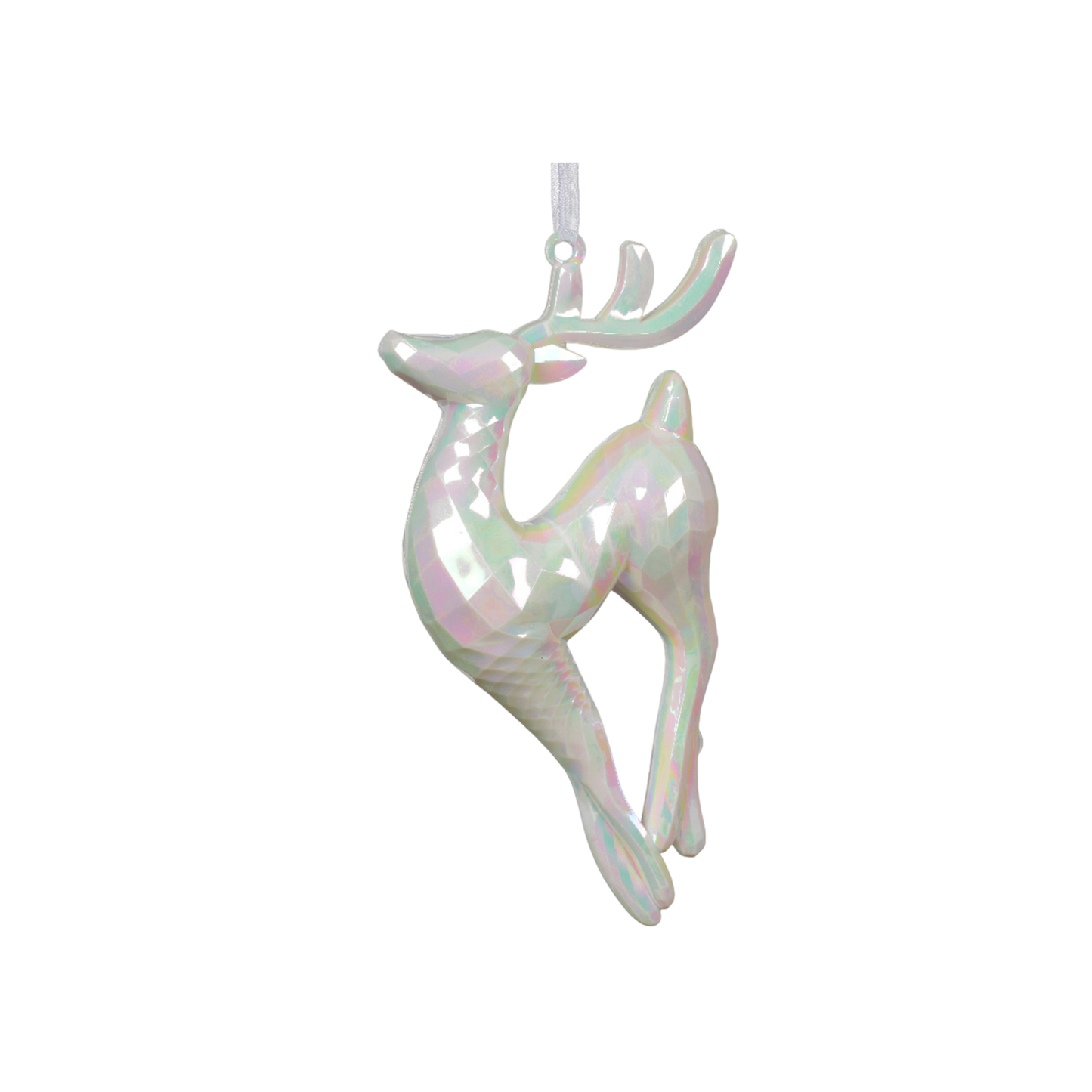 Iridescent White Reindeer Decoration L.4cm x W.18cm x H.16cm