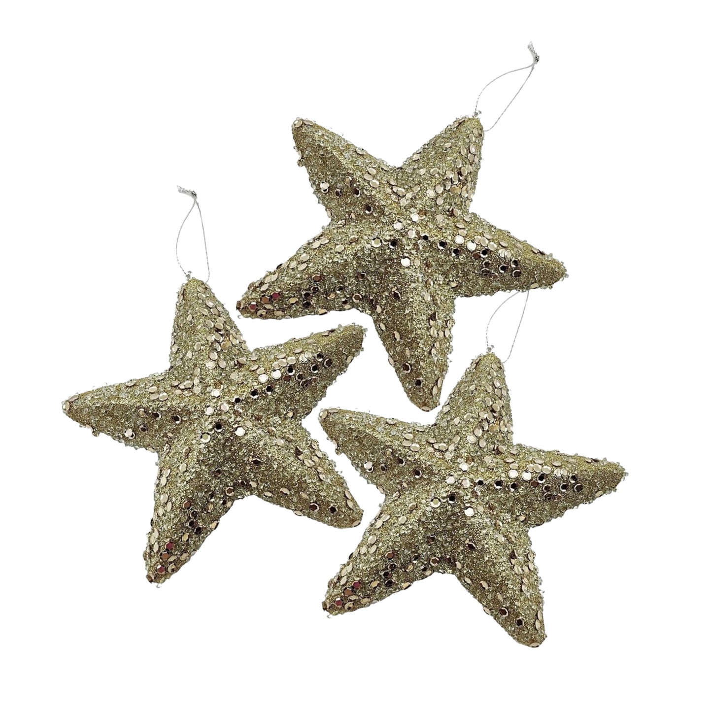 glittery Silver stars ornament 15 cm -  3pcs