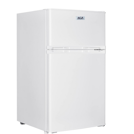 AGA Counter Fridge Freezer - 100L Free Standing Fridge Freezer - with LED Light - Removable Shelves - Adjustable Thermostats and Legs - White - 88.5cm