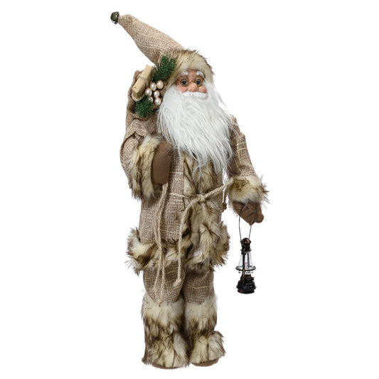 Santa polyester plastic body with brown coat- 60cm