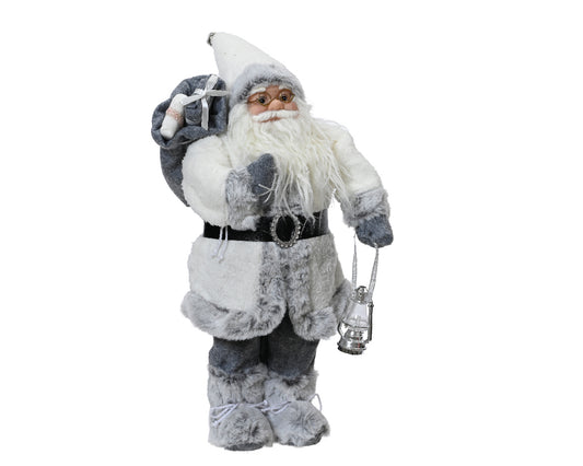 Santa polyester plastic body with white coat - 50cm
