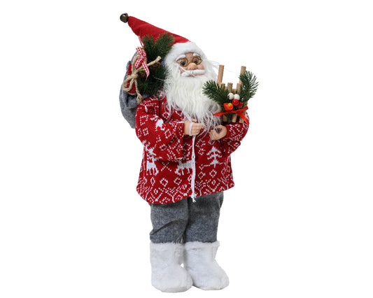 Santa polyester plastic body with red sweater - 60 cm