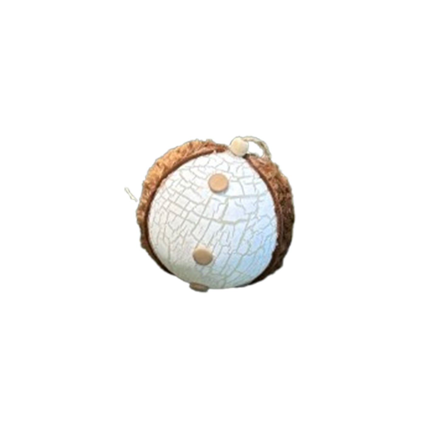 white crackled finish ball with Fur coating - 10cm