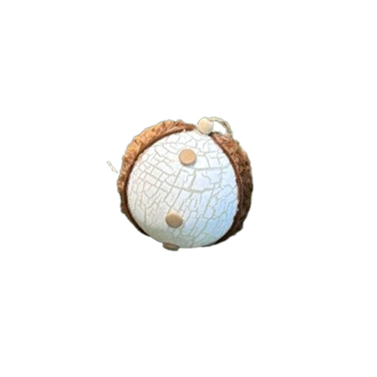 white crackled finish ball with Fur coating - 10cm